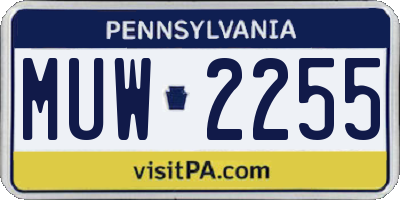 PA license plate MUW2255