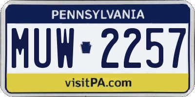 PA license plate MUW2257