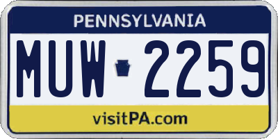 PA license plate MUW2259