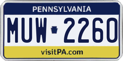 PA license plate MUW2260