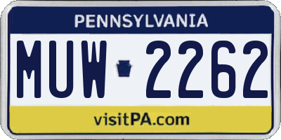PA license plate MUW2262