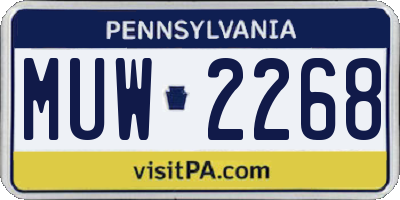 PA license plate MUW2268