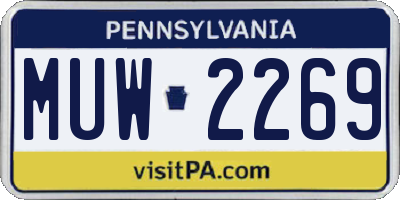 PA license plate MUW2269