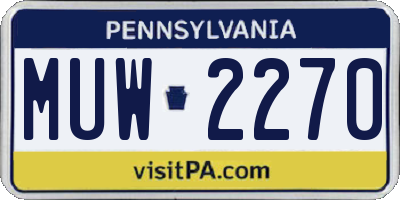 PA license plate MUW2270