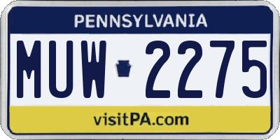 PA license plate MUW2275