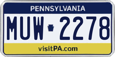 PA license plate MUW2278