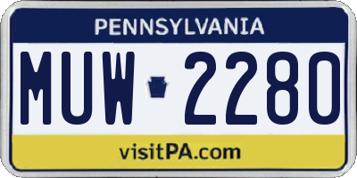 PA license plate MUW2280