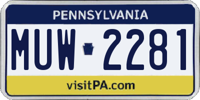 PA license plate MUW2281