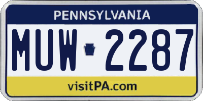PA license plate MUW2287