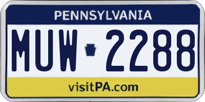 PA license plate MUW2288