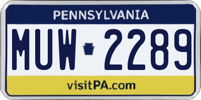 PA license plate MUW2289