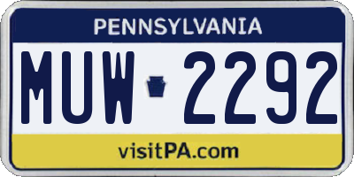 PA license plate MUW2292