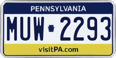 PA license plate MUW2293