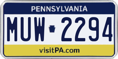 PA license plate MUW2294