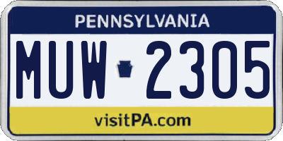 PA license plate MUW2305