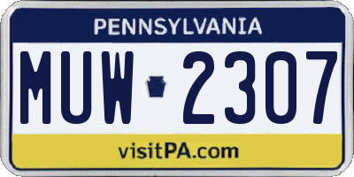 PA license plate MUW2307