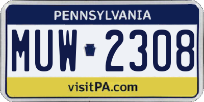 PA license plate MUW2308