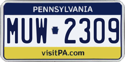 PA license plate MUW2309