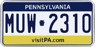 PA license plate MUW2310