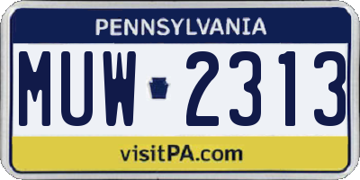 PA license plate MUW2313