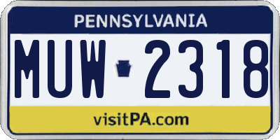 PA license plate MUW2318