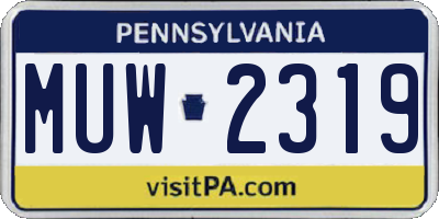 PA license plate MUW2319