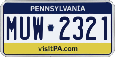 PA license plate MUW2321