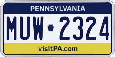 PA license plate MUW2324