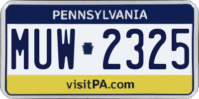 PA license plate MUW2325