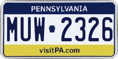 PA license plate MUW2326