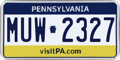 PA license plate MUW2327