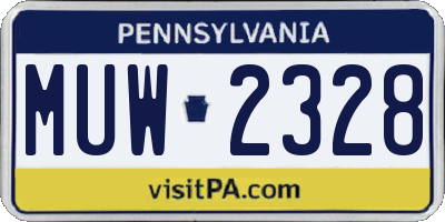 PA license plate MUW2328