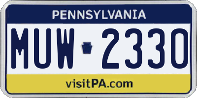PA license plate MUW2330