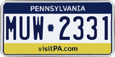 PA license plate MUW2331