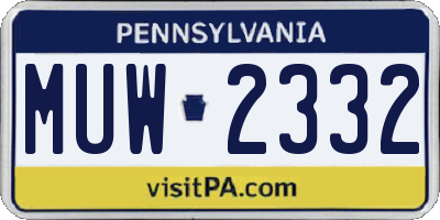 PA license plate MUW2332