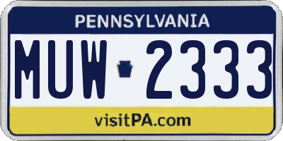 PA license plate MUW2333