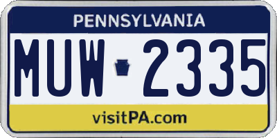 PA license plate MUW2335