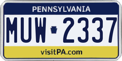 PA license plate MUW2337