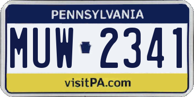 PA license plate MUW2341