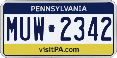 PA license plate MUW2342