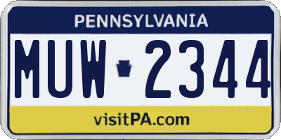 PA license plate MUW2344
