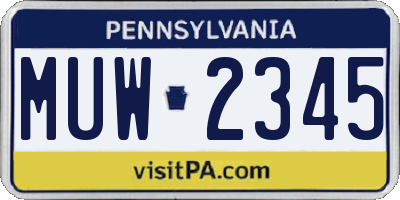 PA license plate MUW2345
