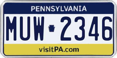 PA license plate MUW2346