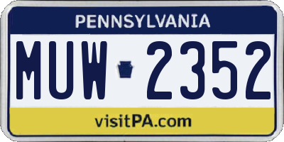PA license plate MUW2352