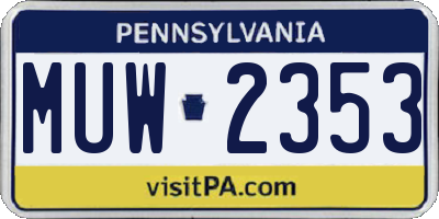 PA license plate MUW2353