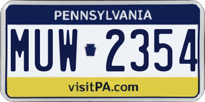 PA license plate MUW2354