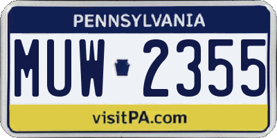 PA license plate MUW2355