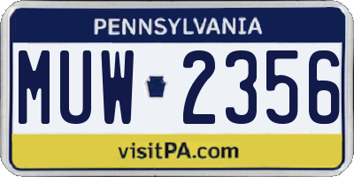 PA license plate MUW2356
