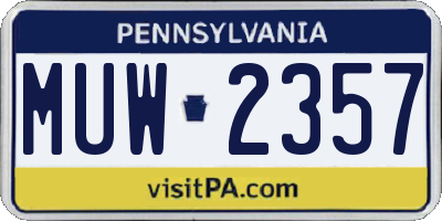 PA license plate MUW2357