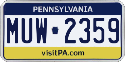 PA license plate MUW2359